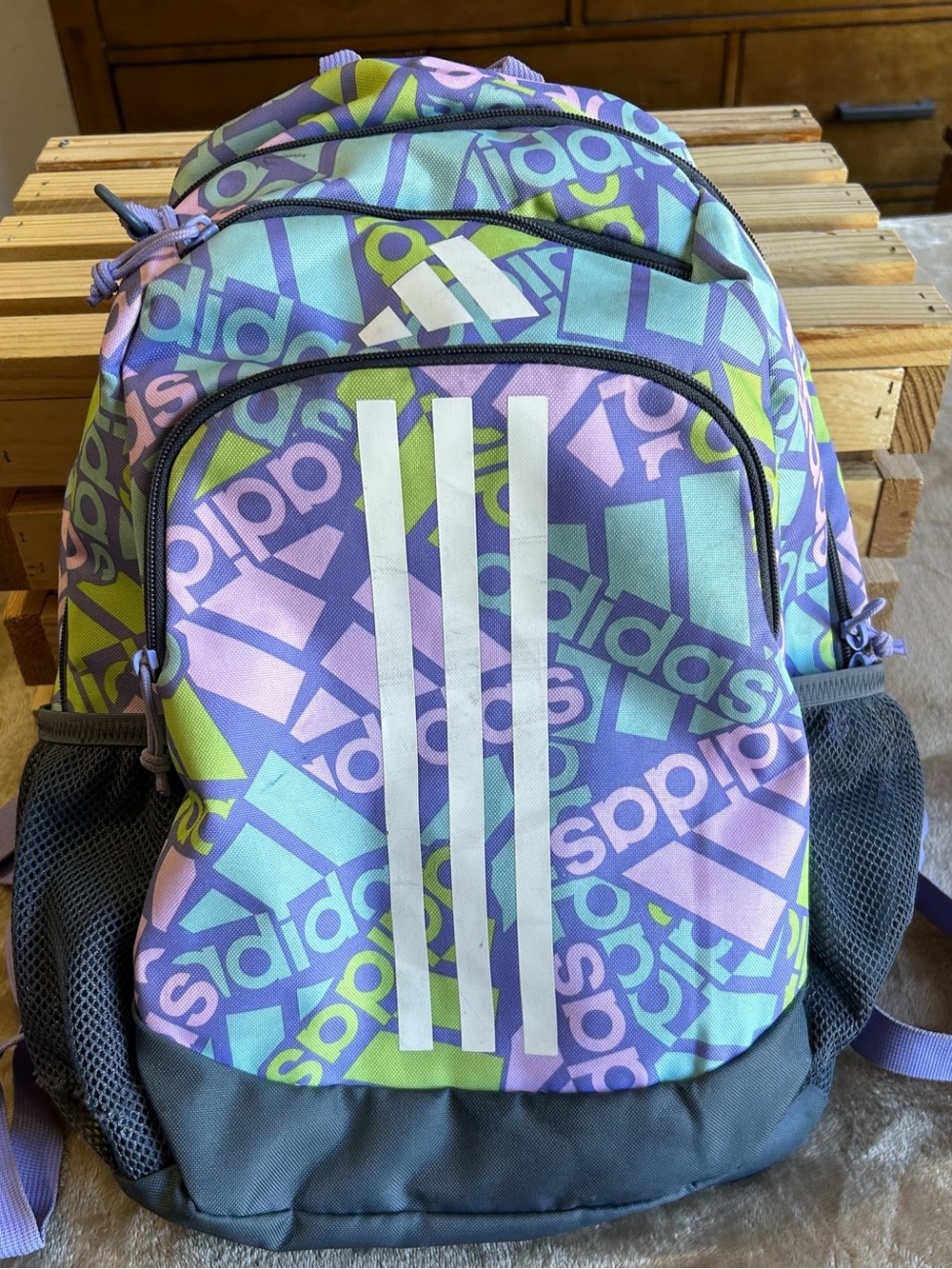 adidas Purple/Blue/Green Logo Backpack
